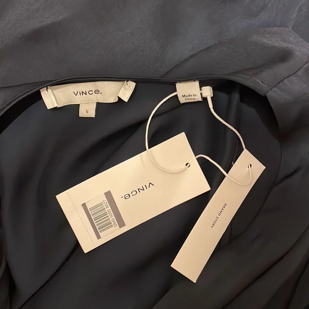NWT Vince V Neck Tie Waist Midi Dress - Picture 8 of 9